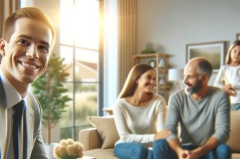 coppia felice che parla con un consulente finanziario