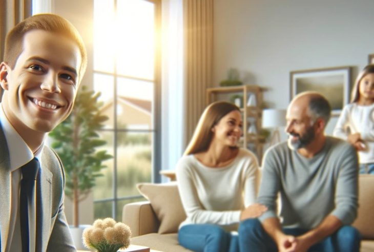 coppia felice che parla con un consulente finanziario